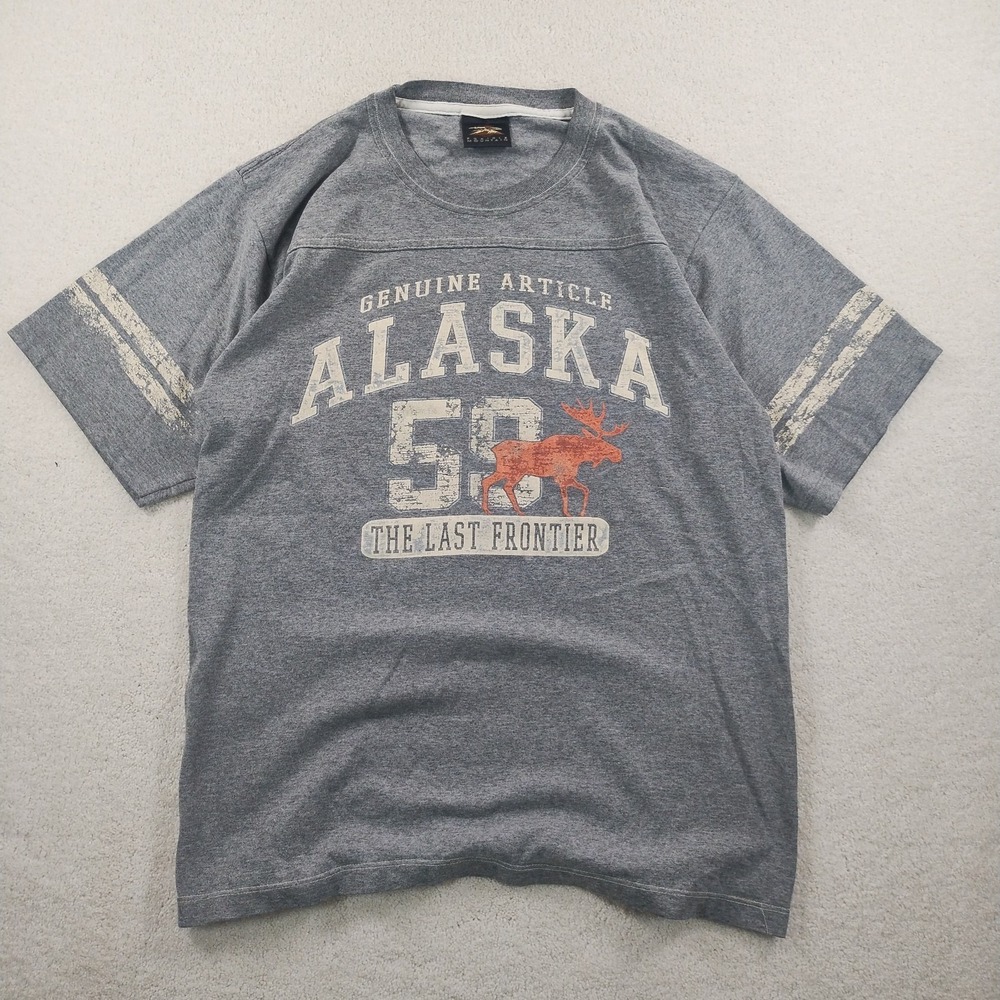 Vtg Prairie Mountain Alaska Tshirt Men's Med Gray Jersey Style Moose Nature 90s